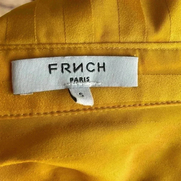 FRNCH women’s CHAFIANE STRIPED button down SHIRT yellow sz Small used no flaws - Picture 10 of 12
